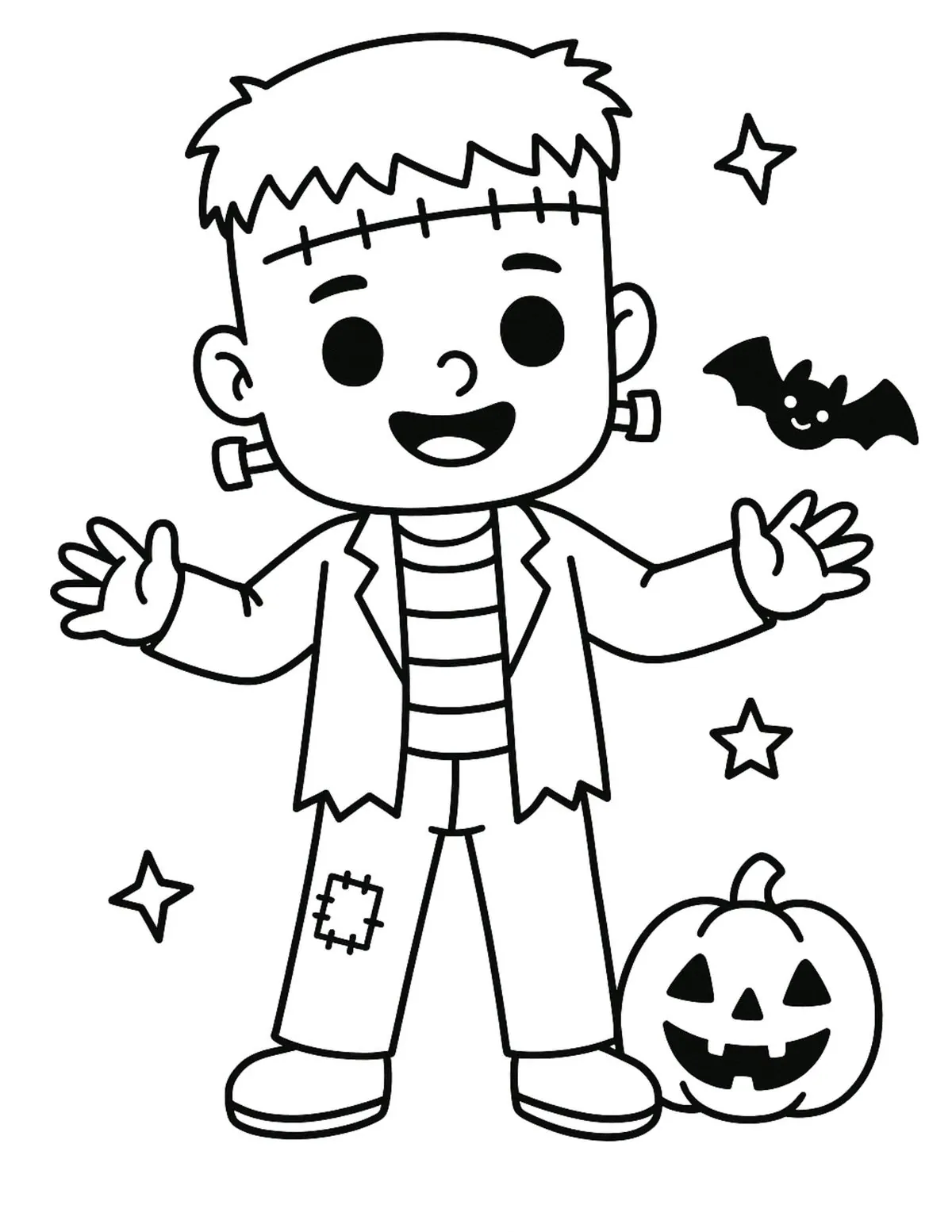 Printable Halloween Frankenstein coloring page for kids