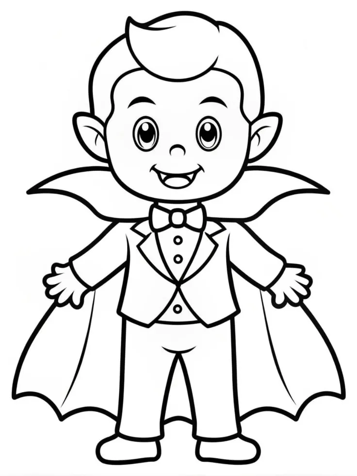 Printable Halloween little vampire coloring page for kids