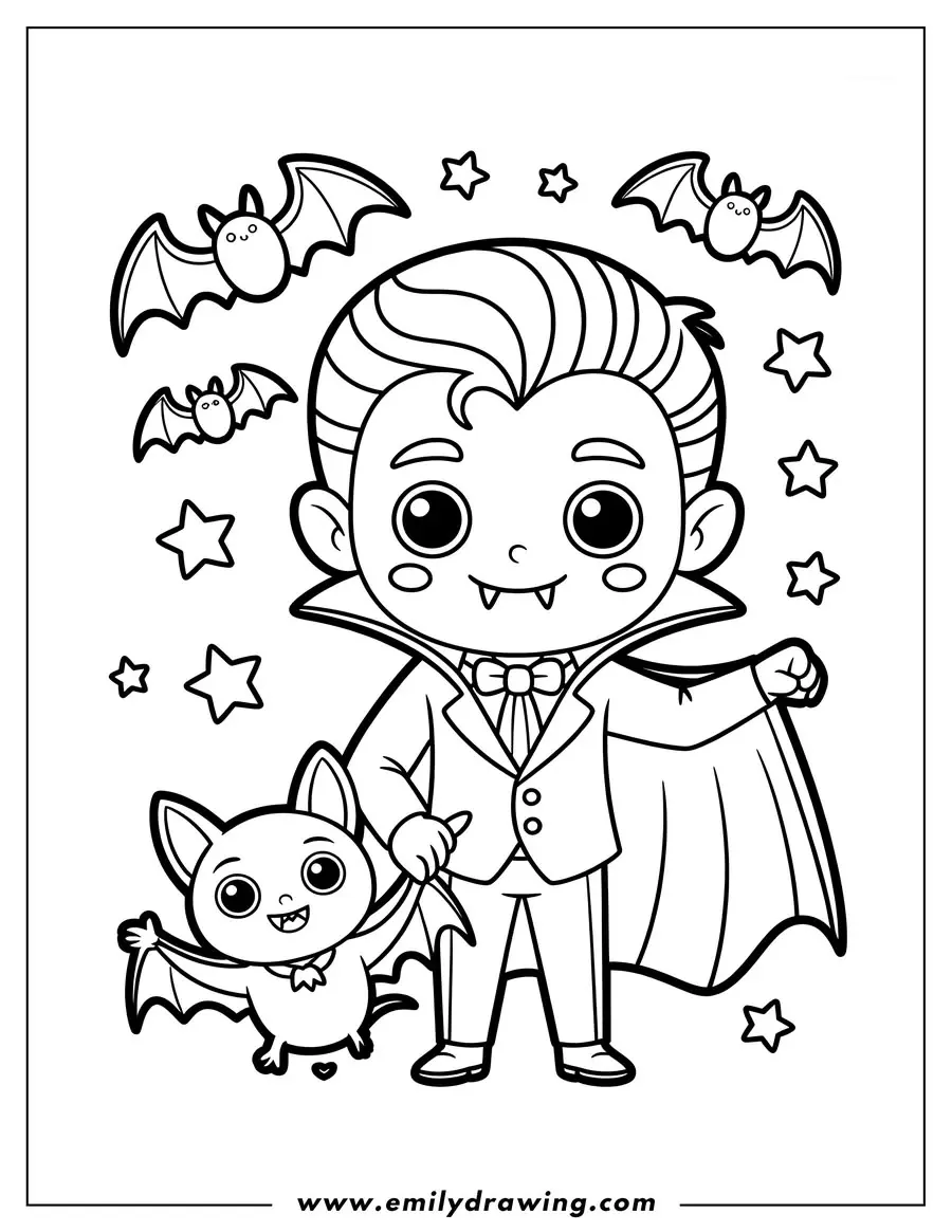 Printable Halloween vampire coloring page for kids
