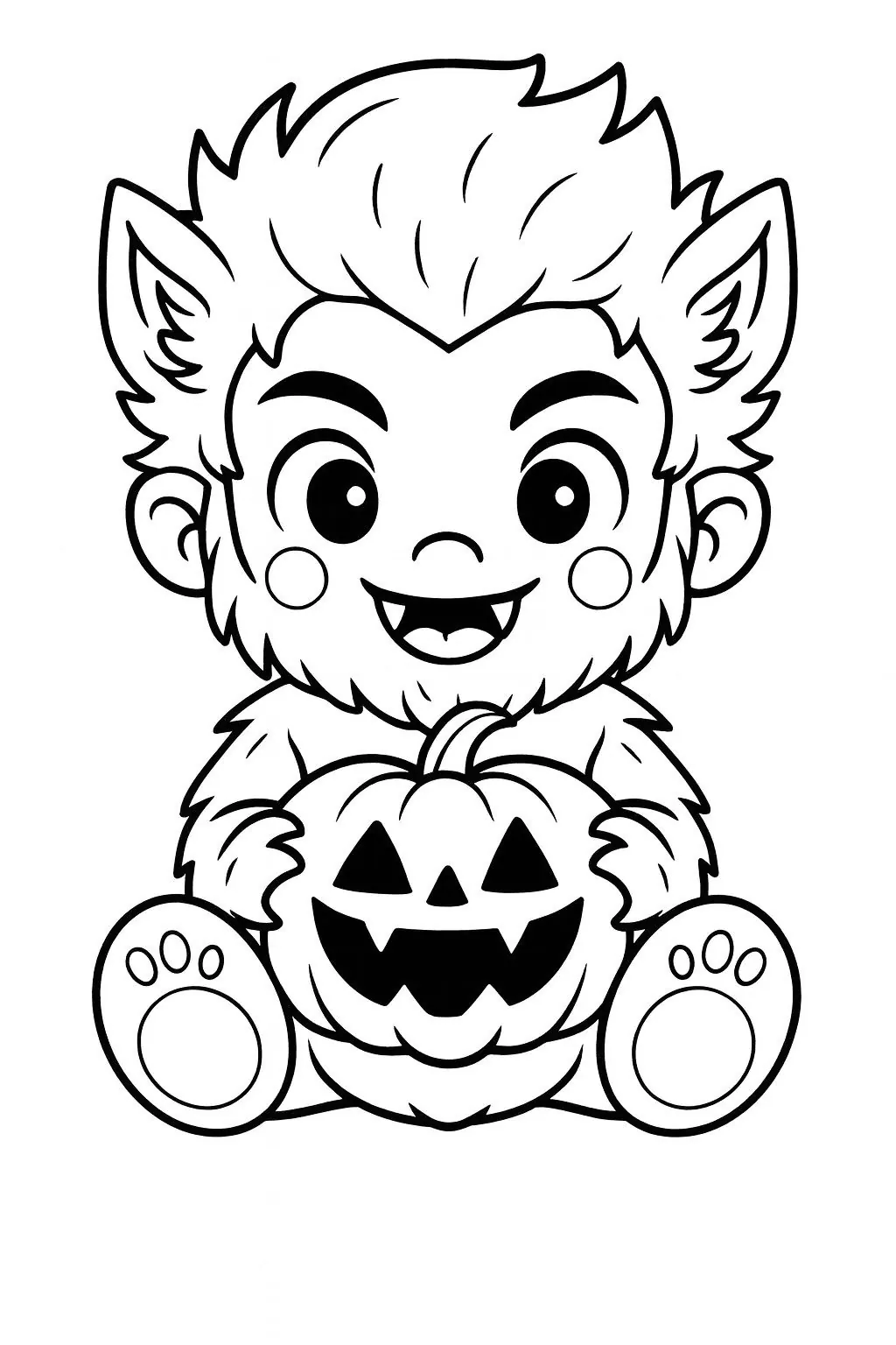 Printable Halloween werewolf coloring page for kids