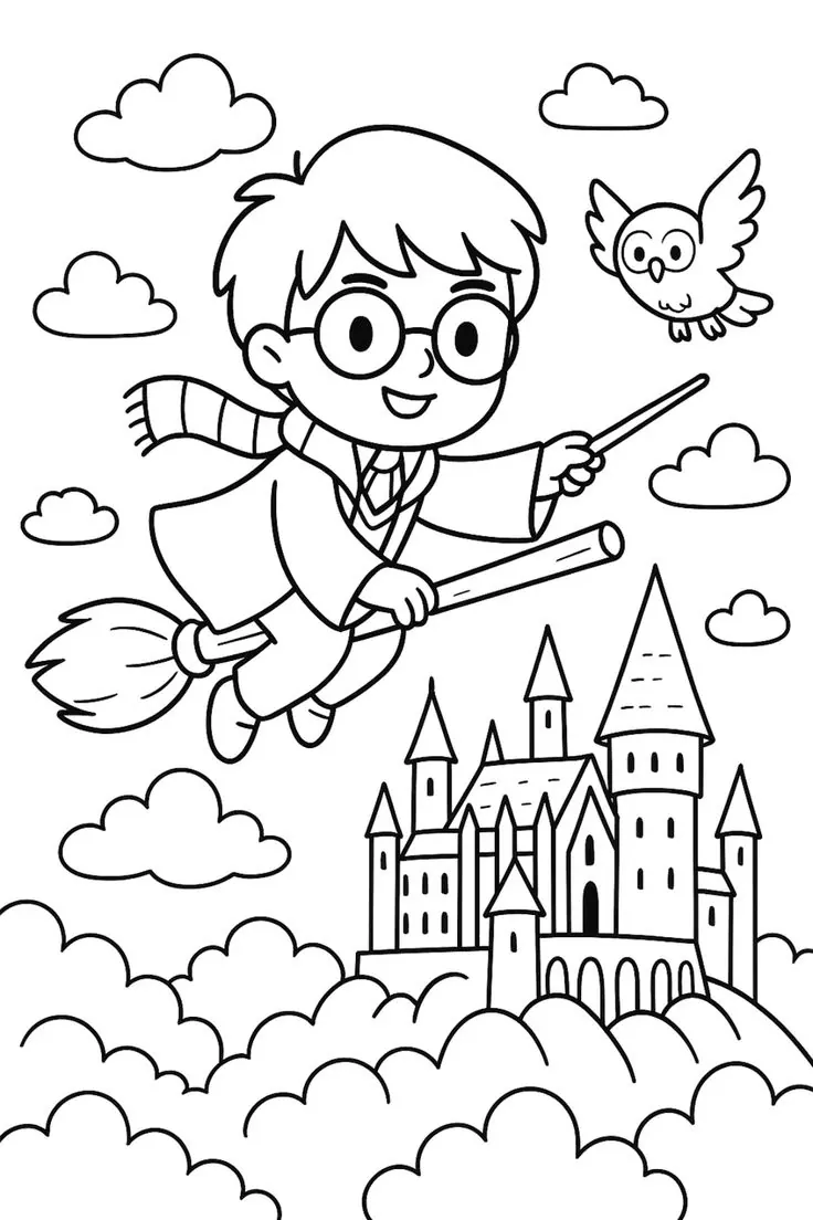 Printable Halloween wizard coloring page for kids