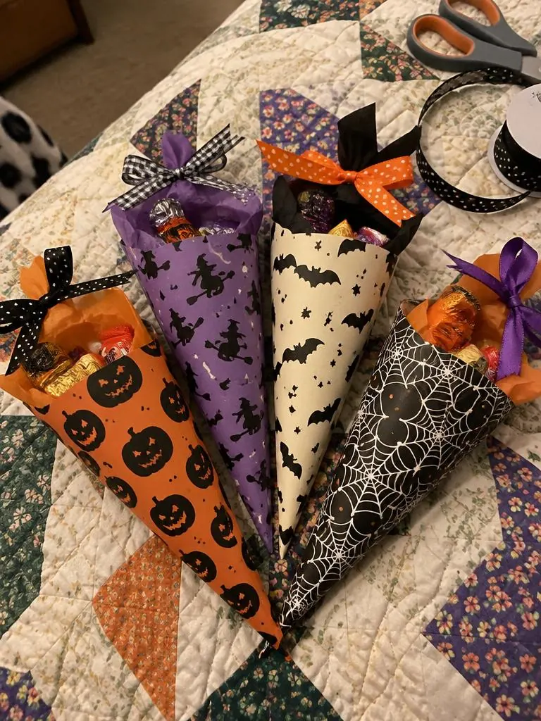 Customer's handmade Halloween candy cones