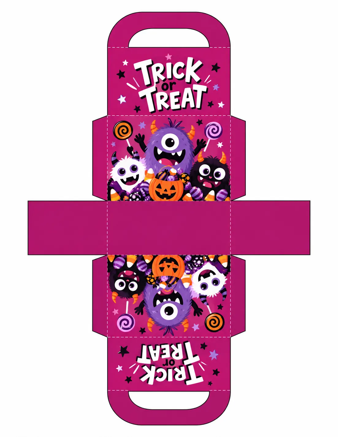 Pink printable Halloween treat box template